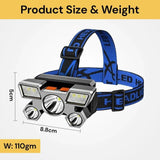 LED Head Light Torch Headlamp USB Rechargeable Flashlight Fishing Lamp Camping