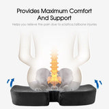 Memory Foam Seat Cushion Lumbar Seat Pillow Pain Relief Car Ergonomical Black