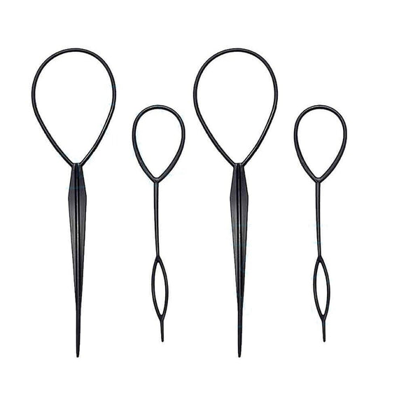 4pcs Set Hair Styling Tool Topsy Tail Ponytail Maker Braid Ladies Girl Clip Loop