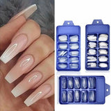 100Pcs Nail Coffin Fake False Long Art Full Cover Nails Manicure Tips - Clear