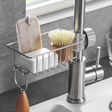 Kitchen Sink Faucet Shelf Sponge Dish Cloth Holder Rack Storage Organizer Black