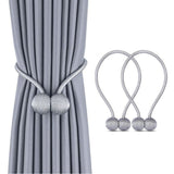 2x Magnetic Ball Curtain Tiebacks Tie Backs Hooks Clothing Home Textiles Grey