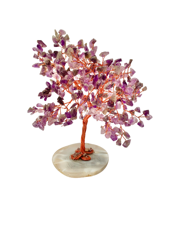 Crystal Chips Tree With Agate Slice Base Amethyst Ornaments Money Tree