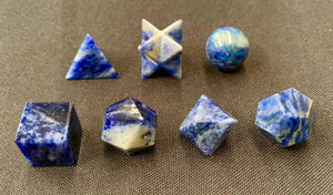 7 Pieces Sodalite Sacred Geometry Set Crystal Healing Spiritual Meditation