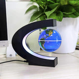 Magnetic Levitating Floating Rotating World Map LED C-Shape Lamp Home Desk Blue