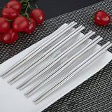 10 Pairs Stainless Steel Chopsticks Asian Japanese Metal Table Cutlery 23cm