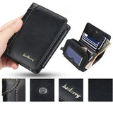 Mens Leather Wallet RFID Blocking Purse Credit Card Holder Coin Zipper -Brown