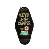 1Pc Vintage Retro Style Plastic Motel Key Tag Camper RV Camping Keychain Black