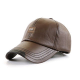 Men Hats Baseball Caps PULeather Outing Cap Fashion Adjustable Light Coffee