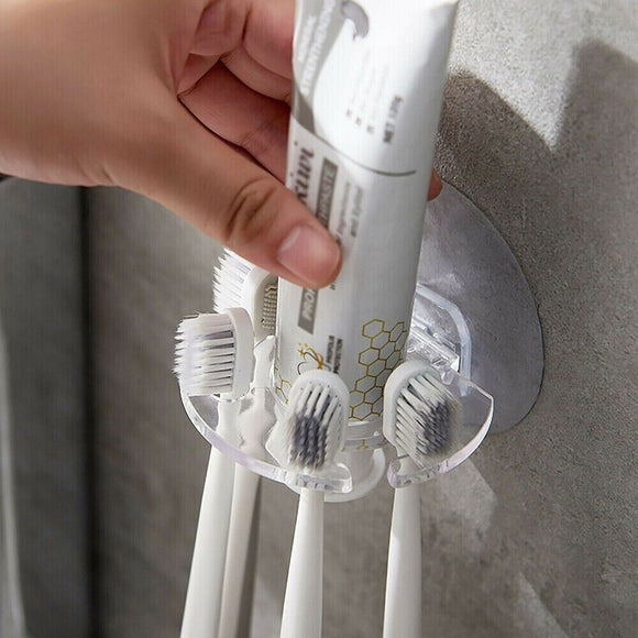 Toothbrush Holder Wall Mount Sucker Bathroom Suction Cup ToothpasteStorage White