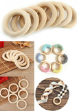 10x Natural Round Wood Rings Raw Craft Donut Ring Wooden Circle Beads 40mm