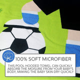 1x Summer Splash Kids Small Hooded Poncho Beach Towel - Soccer