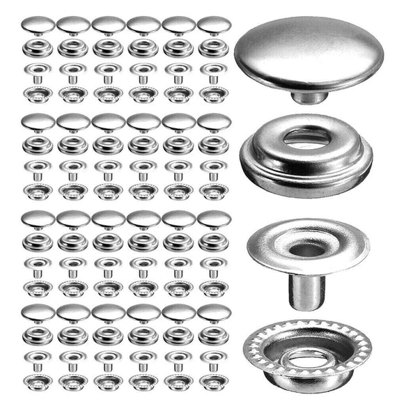 120x Marine Boat Canvas Stainless Steel Snap Fastener Press Stud Cap Button Kit