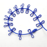 2pcs 12 Clips Camping Rope Peg Washing Clothes Line Travel clothesline Blue