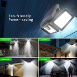 3 Head Solar Motion Sensor Light Outdoor Garden Wall Security Flood Lamp 74LEDs