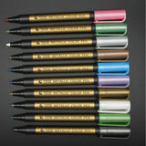 10pcs Metallic Paint Pens Sets Fine Art Marker Metal Glass Rock Waterproof AU