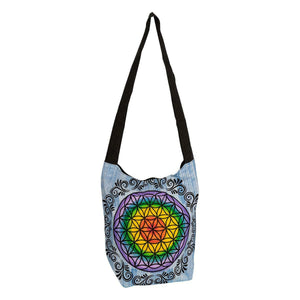 Yoga Pilates Tote Shoulder Bag 7 Chakras Flower of Life Blue