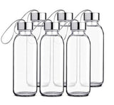 6x Large Glass Water Sports Bottle Ribbon Handle Juice Beverage Storage 500ml