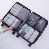 8x Storage Bag Travel Packing Pouches Luggage Organiser Clothes Suitcase - Grey