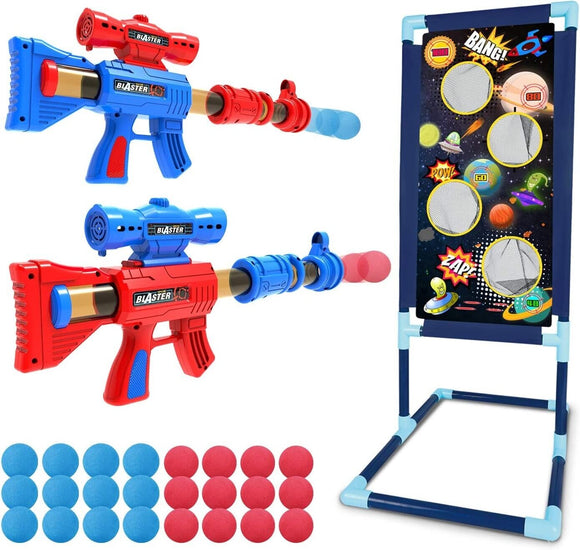 2pcs Shooting Game Toy Foam Ball Popper Air Guns for Age 5, 6, 7, 8,9,10+ Years