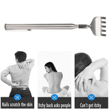 2x Extendable Telescopic Back Scratcher Metal Hand Claw Massager Pocket Clip