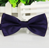 Mens Silk Satin Plain Tuxedo Solid Bow Tie Ties Wedding Necktie Dark Purple