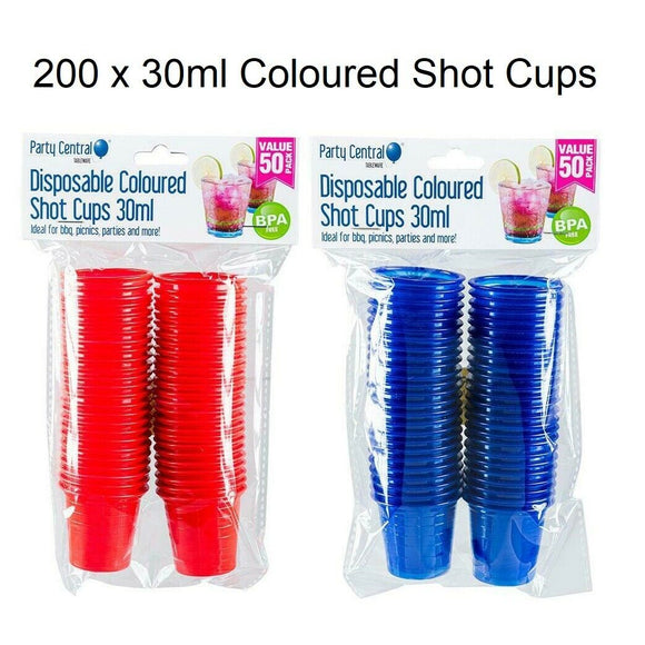 200 Pieces Coloured Shot Cups 30ml BPA Free Plastic