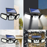 3 Head Solar Motion Sensor Light Outdoor Garden Wall Security Flood Lamp 74LEDs