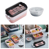 Bento Box Lunch Containers Food Microwave Stainless Portable Dinnerware Pink