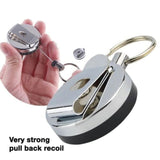 2x Recoil KeyRing Retractable Chain ID Pull Holder Reel Belt Clip Extend Keyring