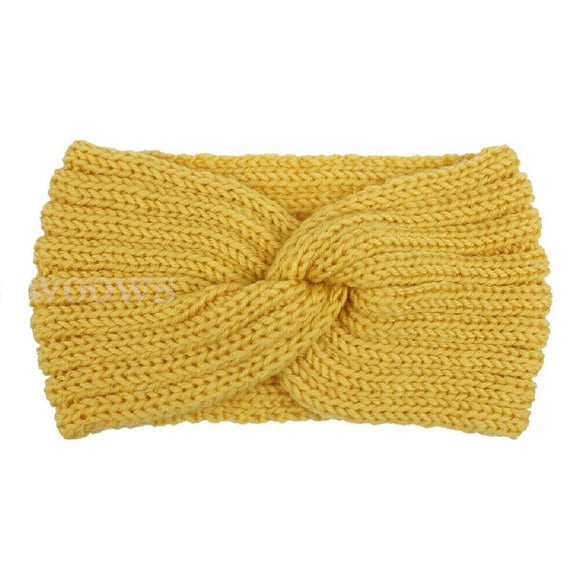 Knitted Headband Women Crochet Winter Ear Warmer Hairband Headwrap - Yellow