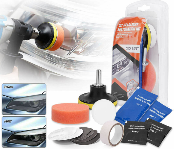 Pro Car Lens Headlight Restoration Kit Polishing Sanding Cleaner Repair Tool Set