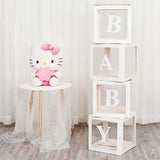 White Balloon Cube Boxes Party for Baby Shower Birthday Bridal Shower - BABY