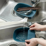 Sink Mounted Strainer Basket Multifunctional Kitchen Storage Rack Drain Blue
