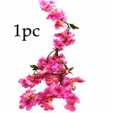 1x Artificial Silk Sakura Flowers Fake Vine Hanging Garland Floral 2.1M Rose Red