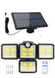 198 LED 4 Head Solar Motion Sensor Light Outdoor Garden Wall Security Flood Lamp