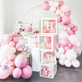 White Balloon Cube Boxes Party for Baby Shower Birthday Bridal Shower - BABY