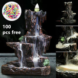 Ceramic Backflow Waterfall Smoke Incense Burner Censer Holder Gifts 100 Cones