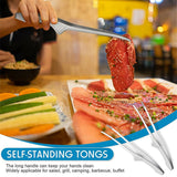 2PCS Japanese Style Stainless Steel Grill Tongs Kitchen Camping Barbecue Buffet