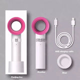 360° Mute Portable Bladeless Hand Held Mini No Leaf Handy Fan USB Cooler White