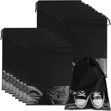 5Pcs Portable Shoes Bag Travel Sport Storage Pouch Drawstring Dust Black 44x32cm