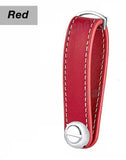 Men Leather Smart Key Holder Organizer Clip Compact Folder Keychain - Red