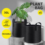 5pc Grow Bags 3 Gallon Fabric Plant Pots Potato Bag Pouch Root Container Planter