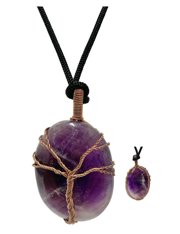 Amethyst Wisdom Tree Crystal Pendant Jewellery Gemstone Reiki Spiritual Energy