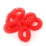 6x Swosh Spiral Hair Ties Anti-Kink Ponytail Holder Spring Hairband Red