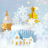 4pcs Snowflake Cake Toppers Acrylic Christmas Cupcake Decorations Party Decor