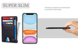 RFID Blocking Credit Card Holder Minimalist Slim Wallet Carbon Fibre Leather