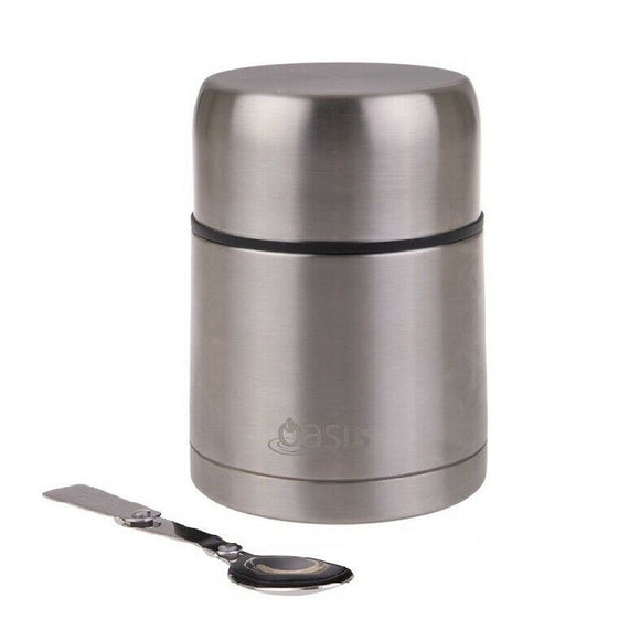 Oasis Stainless Steel Vacuum Insulated Food 600ml Container w/ Spoon Silver