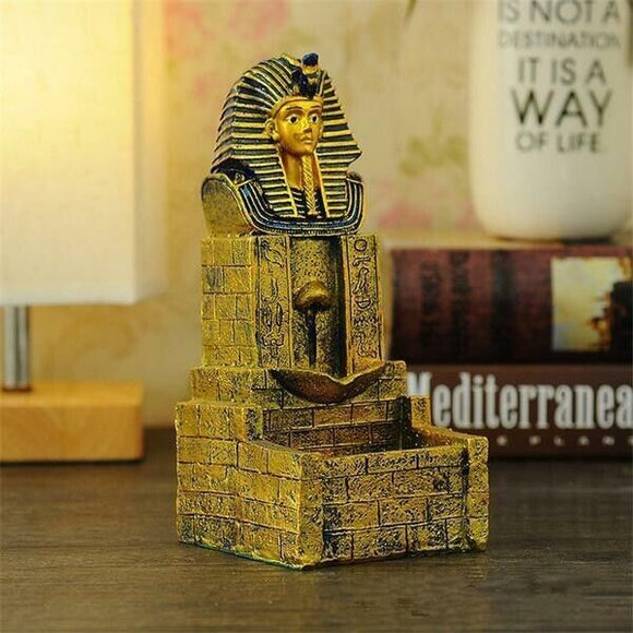 Egyptian Head Backflow Burner Polyresin Temple Pharaoh Smoke Cone Incense Burner