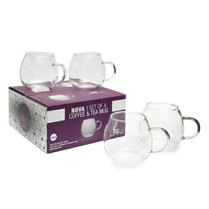 4 pieces Nova Coffee Tea Mug Glasses Borosilicate Thermal Cup Drinks Glass 380ml
